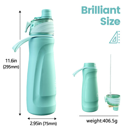 Fjbottle 750Ml Stainless Steel Spray Water Bottle Portable Leakproof Spray Water Cup Durable BPA Free