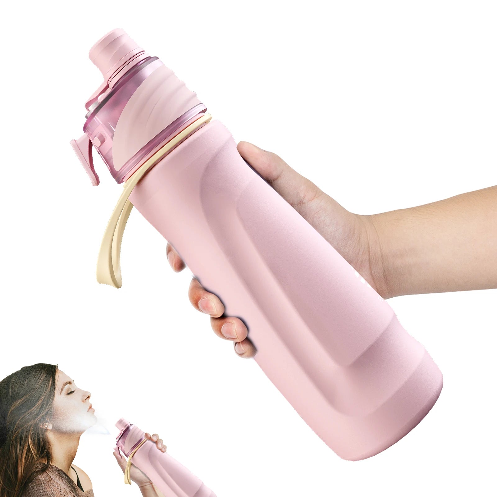 Fjbottle 750Ml Stainless Steel Spray Water Bottle Portable Leakproof Spray Water Cup Durable BPA Free