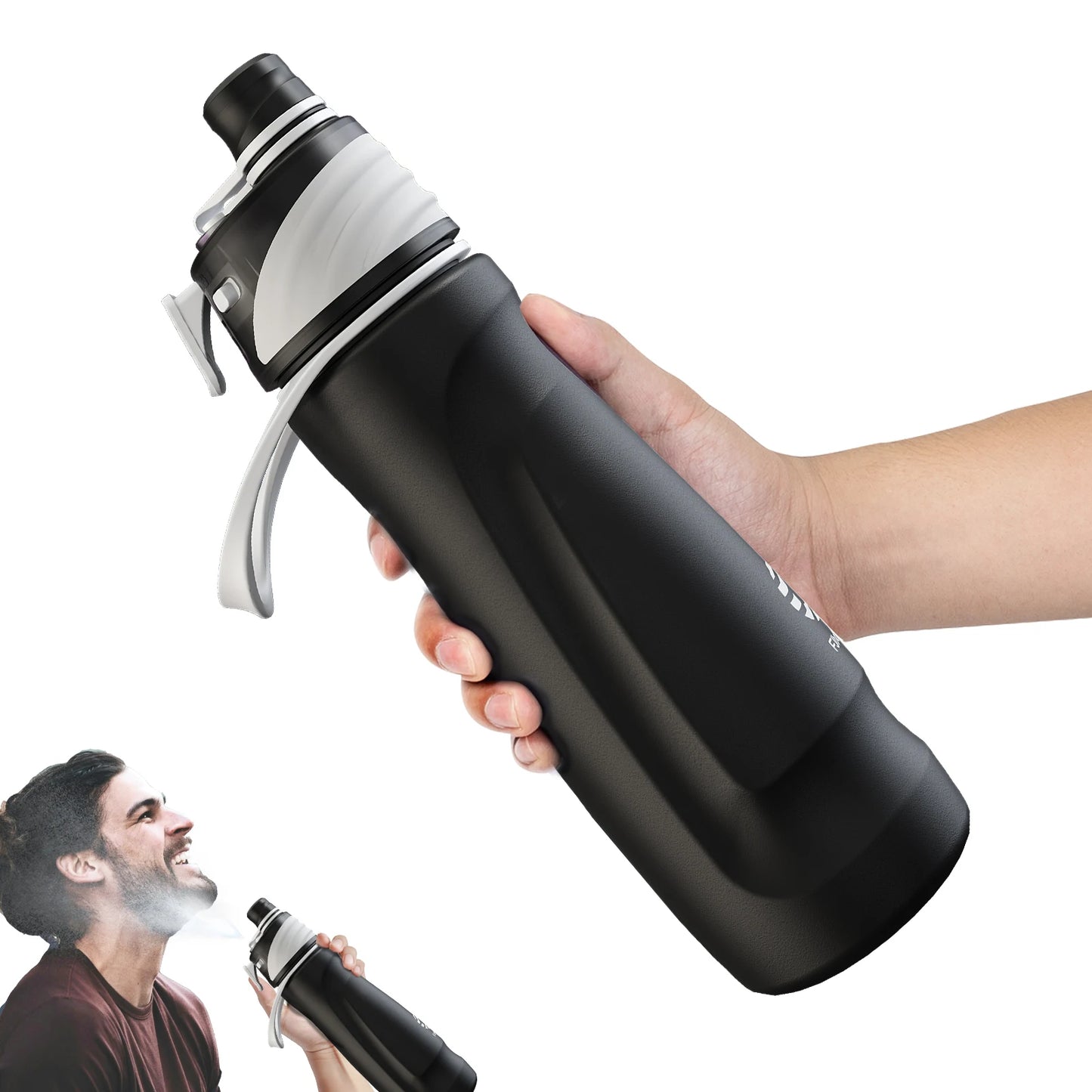 Fjbottle 750Ml Stainless Steel Spray Water Bottle Portable Leakproof Spray Water Cup Durable BPA Free