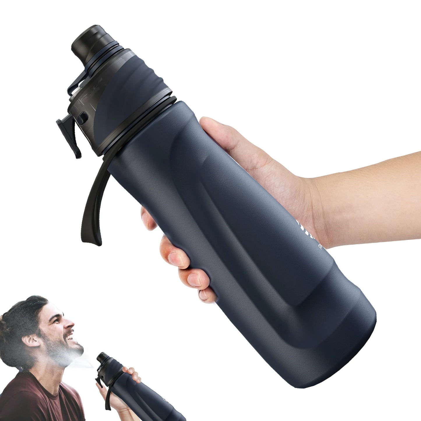 Fjbottle 750Ml Stainless Steel Spray Water Bottle Portable Leakproof Spray Water Cup Durable BPA Free